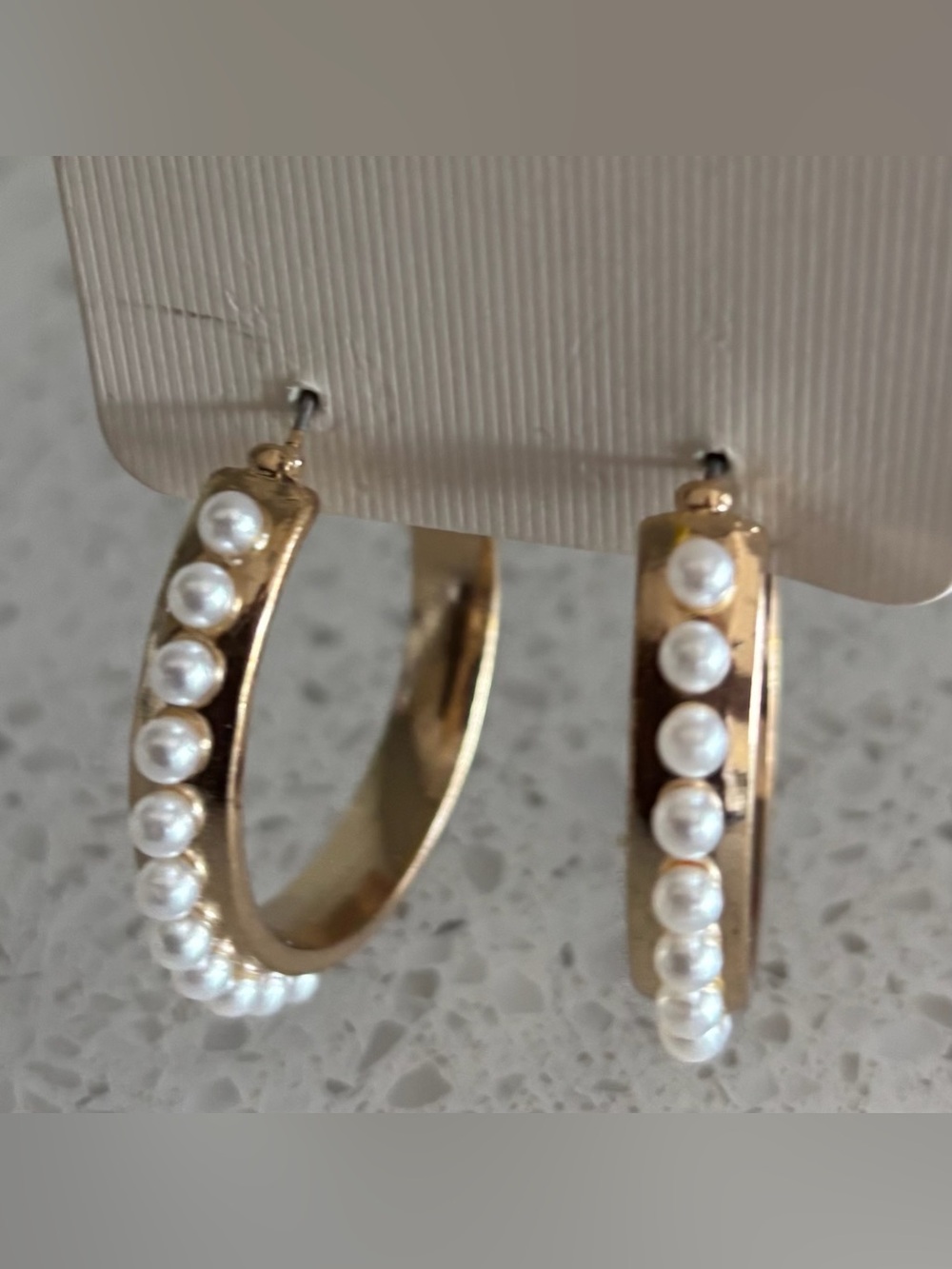 Gold Pearl-Accented Hoop Earrings, Primemark, BNWT
